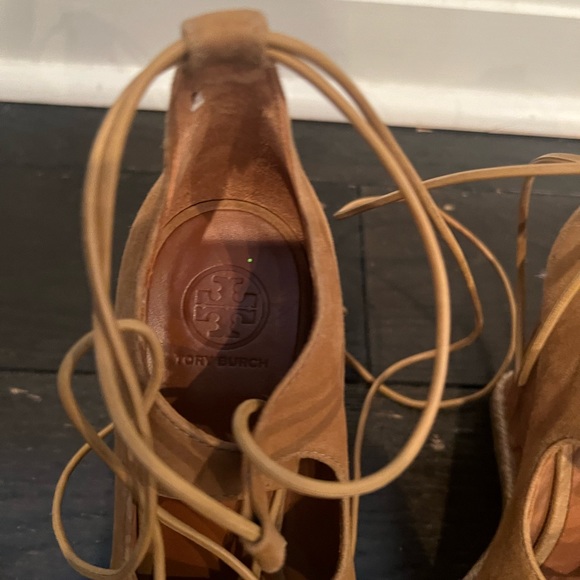 Tory Burch rays lace up 110m suede ankle wrap sandals 8 - Picture 2 of 9
